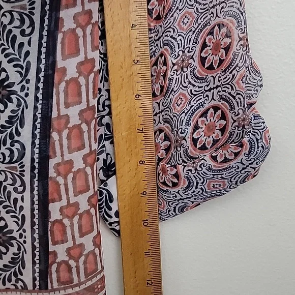 American Rag Orange, Navy & Off White Sheer Boho Print M - Picture 11 of 15